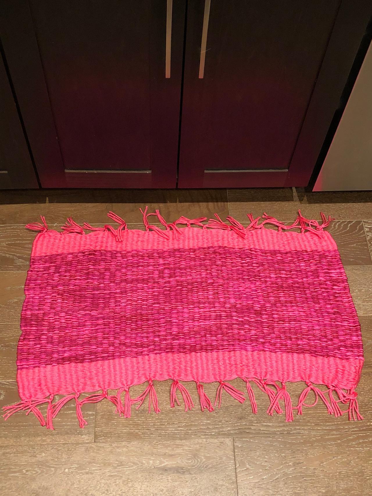 Pink Handmade Door Kitchen Bath Mat Rug