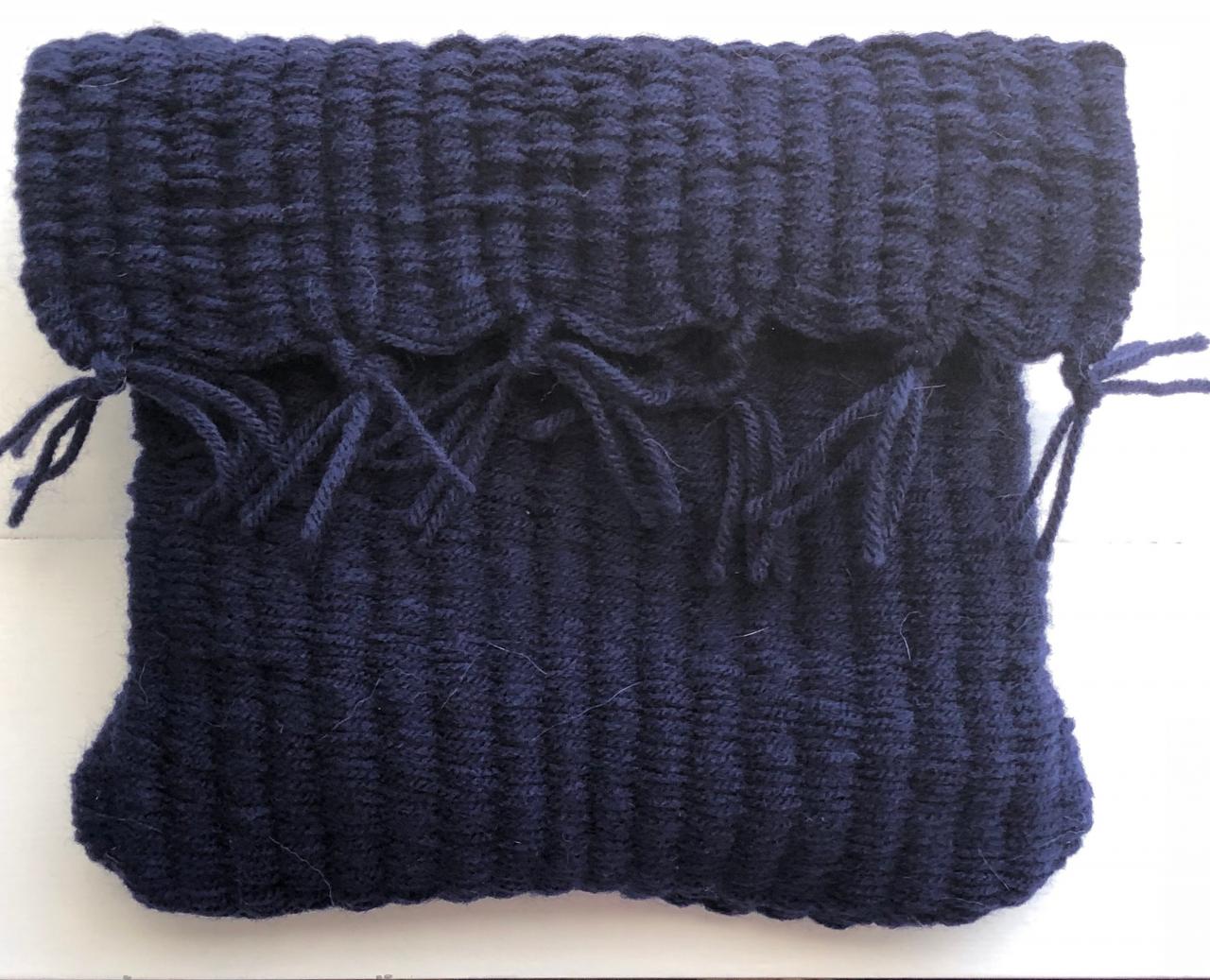 Navy Blue Handmade Clutch Purse / Hand Bag Or Toiletries / Makeup Bag